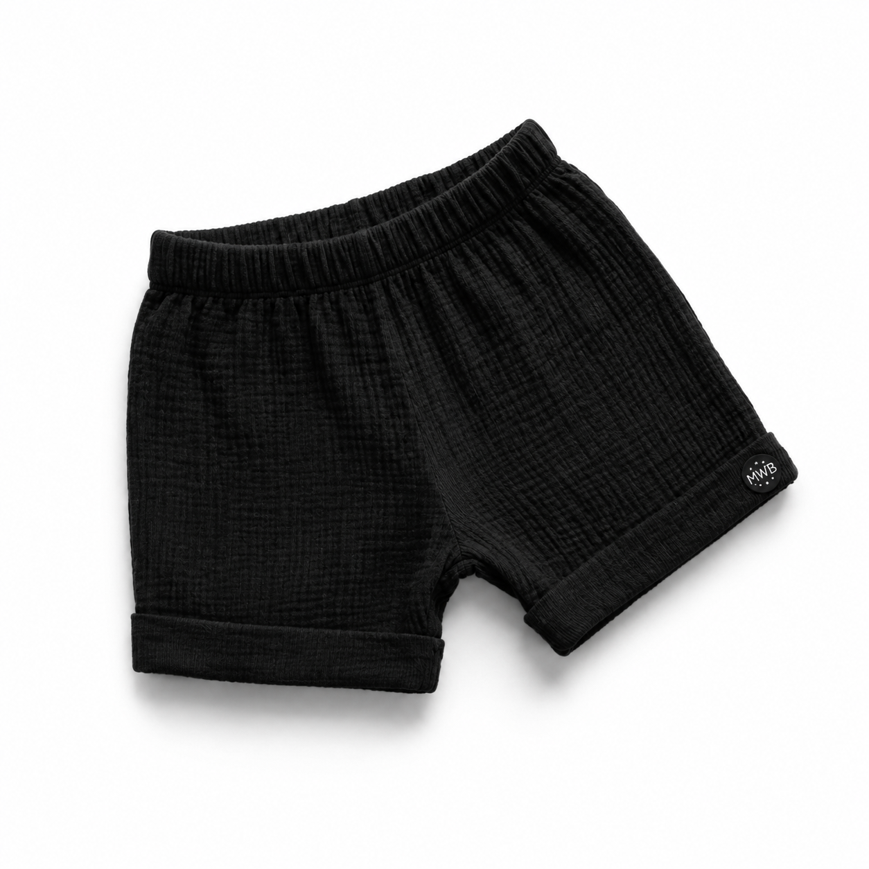 ECLIPSE baby shorts detail — cuffed hem and soft elasticated waistband
