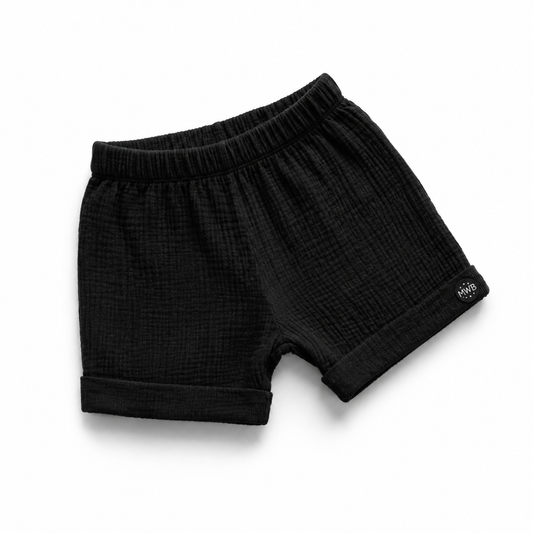 ECLIPSE baby shorts detail — cuffed hem and soft elasticated waistband
