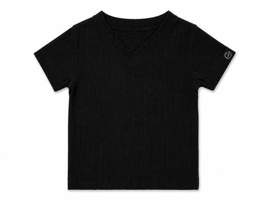 ECLIPSE lounge top detail — v neck fabric, rayon spandex polyester
